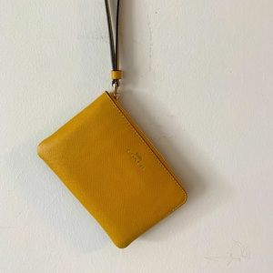 Mustard Coach Corner Zip Wristlet